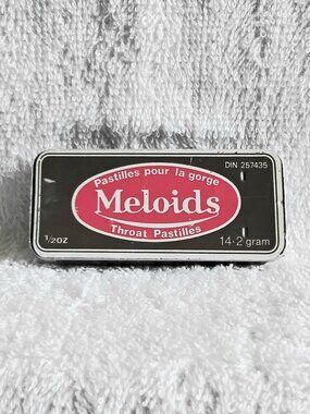 Vintage Meloids Throat Pastilles 1/2oz Tin!!